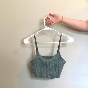 AERIE AMERICAN EAGLE S Blue Teal Chill Longline Ribbed Bralette/Crop Top